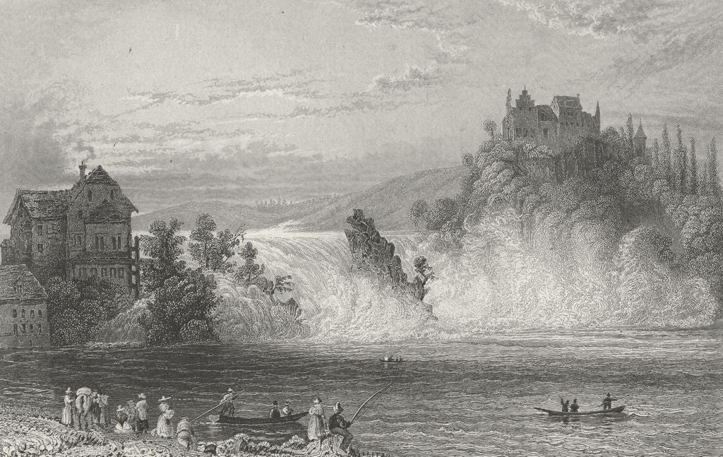 SCHAFFHAUSEN. Fall Rhine. Germany. boat 1830 old antique vintage print picture